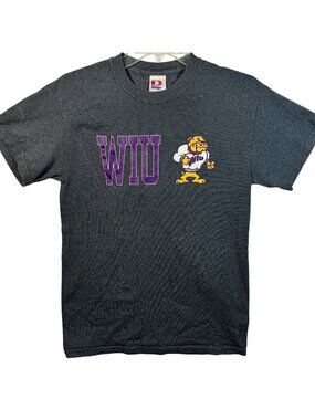 Vintage WIU Gray T-Shirt Small Bulldogs Logo Dodger 50/50 Cotton Polyester